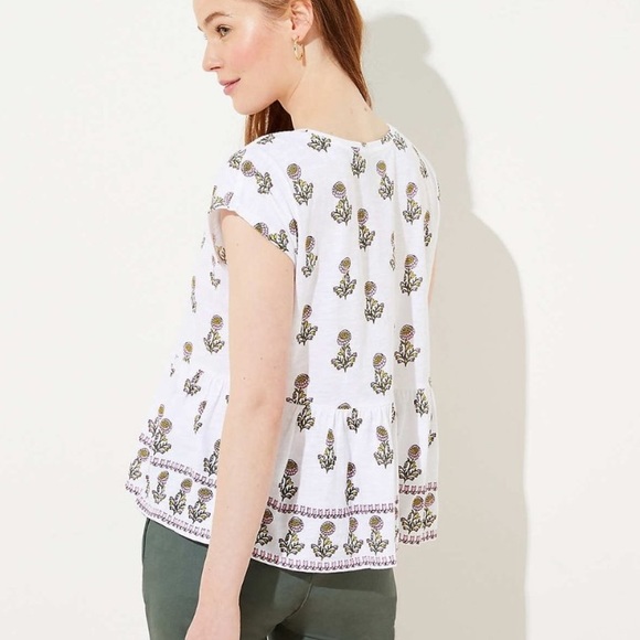 LOFT Peony Peplum tee - Picture 3 of 4